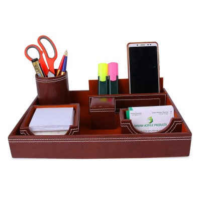 Leather Multipurpose Desk Organizer