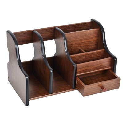 Cherry Brown Wooden Desk Organizer